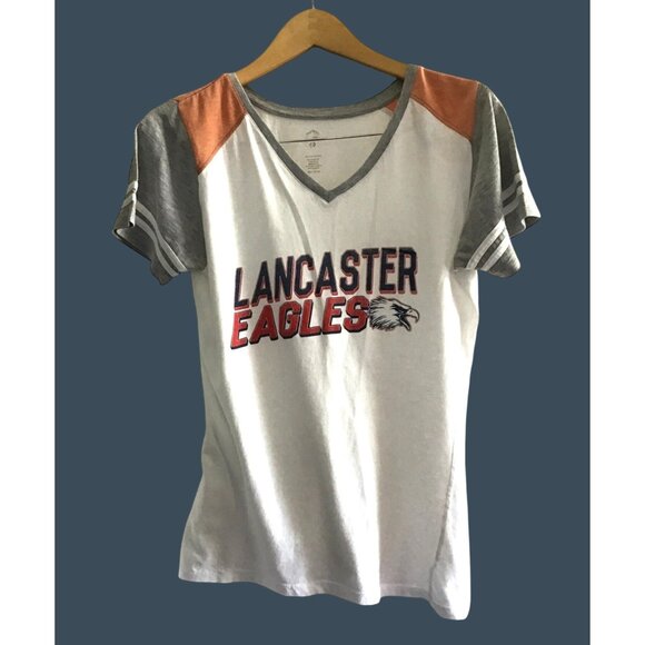 Lancaster Eagles Women's V-Neck T-Shirt Short Sleeves & Color Block Design Small - Picture 1 of 6
